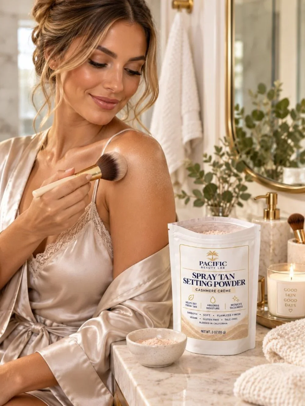 Pacific Beauty Lab Spray Tan Setting Powder Cashmere Crème Scent 3 oz Talc-Free